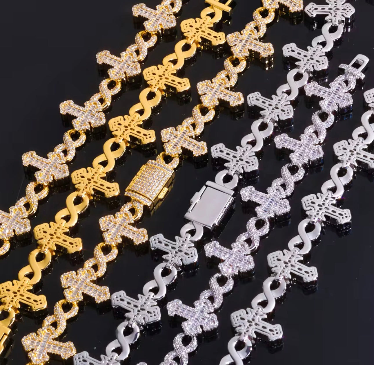 Pulsera cruces brillantes