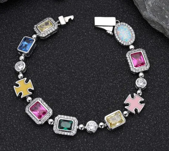 Collar de Gemas Coloridas  Estilo Hip-Hop