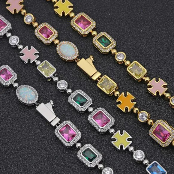 Collar de Gemas Coloridas  Estilo Hip-Hop