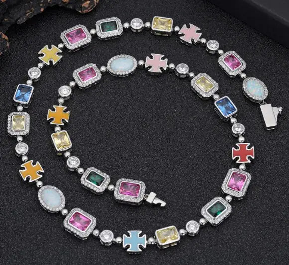 Collar de Gemas Coloridas  Estilo Hip-Hop