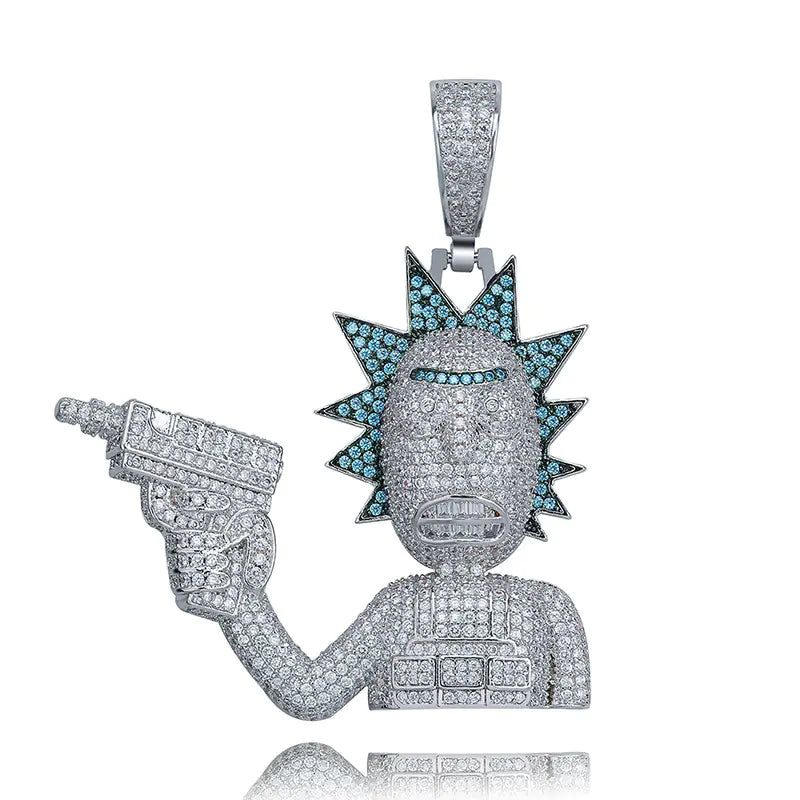 Collar con Colgante de Hip Hop de Rick y Morty con Circonita